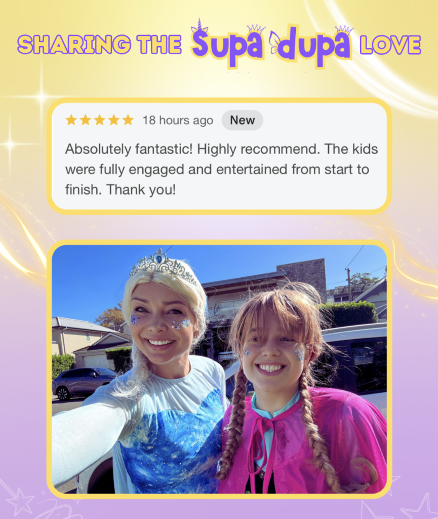 frozen elsa anna sydney kids party review